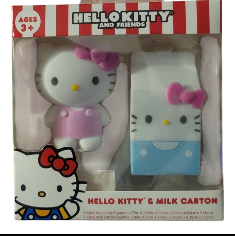 NIB Collectible Hello‎ Kitty & Milk Carton Figurines, Flocked Ages 3+